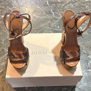 Alexandre Birman brown exotic python leather heels